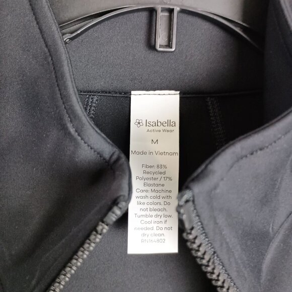 Isabella Activewear Women’s Black Full Zip Jacket Size M Ruffle Hem NWT - Picture 6 of 8